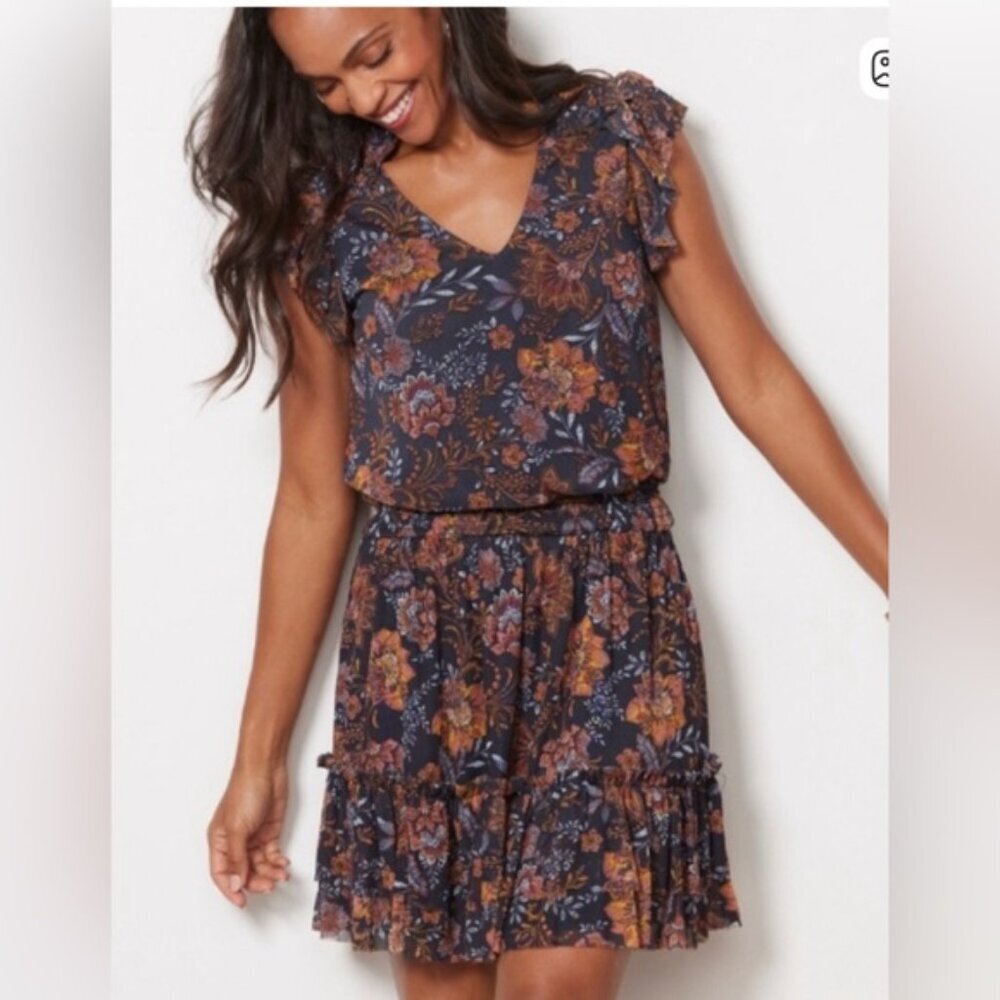 Evereve Tinslee Floral Mesh Skirt and Top Set Large Spring Boho
